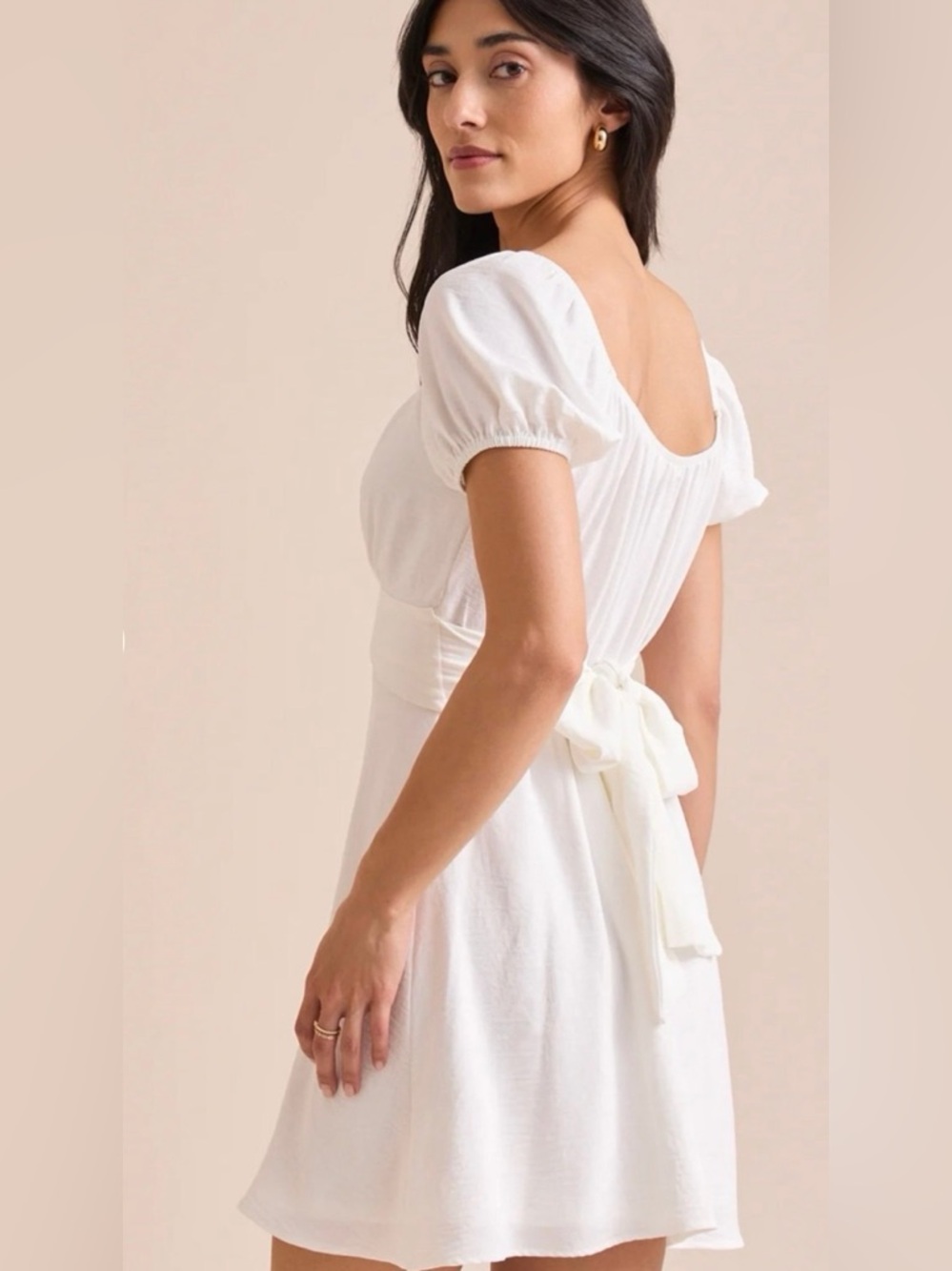 Altar’d State off white puff sleeve dress size S - Picture 2 of 8